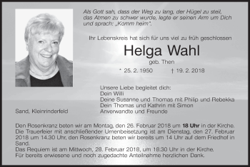 Anzeige von Helga Wahl von MGO