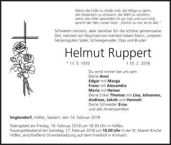 Anzeige von Helmut Ruppert von MGO