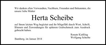 Anzeige von Herta Scheibe von MGO