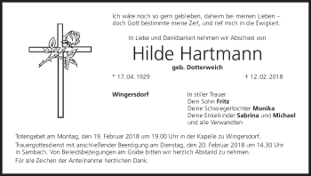 Anzeige von Hilde Hartmann von MGO