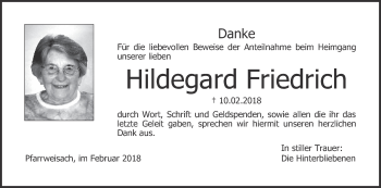 Anzeige von Hildegard Friedrich von MGO