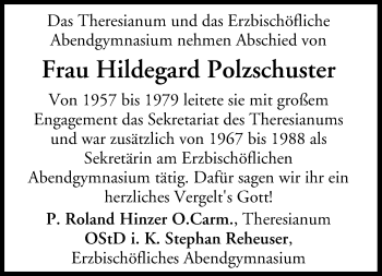 Anzeige von Hildegard Polzschuster von MGO