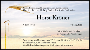 Anzeige von Horst Kröner von MGO