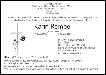 Anzeige von Karin Rempel von MGO