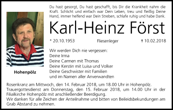 Anzeige von Karl-Heinz Först von MGO