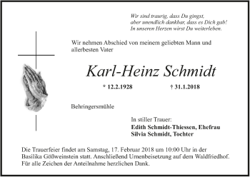 Anzeige von Karl-Heinz Schmidt von MGO