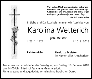 Anzeige von Karolina Wetterich von MGO