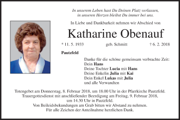 Anzeige von Katharine Obenauf von MGO