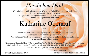 Anzeige von Katharine Obenauf von MGO