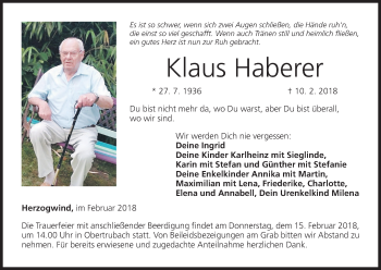 Anzeige von Klaus Haberer von MGO