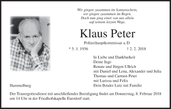 Anzeige von Klaus Peter von MGO