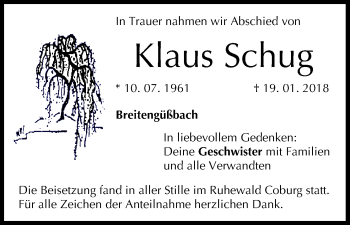 Anzeige von Klaus Schug von MGO
