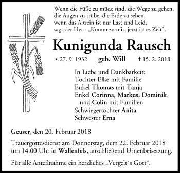 Anzeige von Kunigunda Rausch von MGO