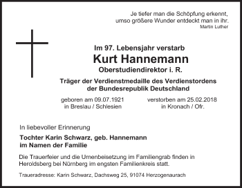Anzeige von Kurt Hannemann von MGO