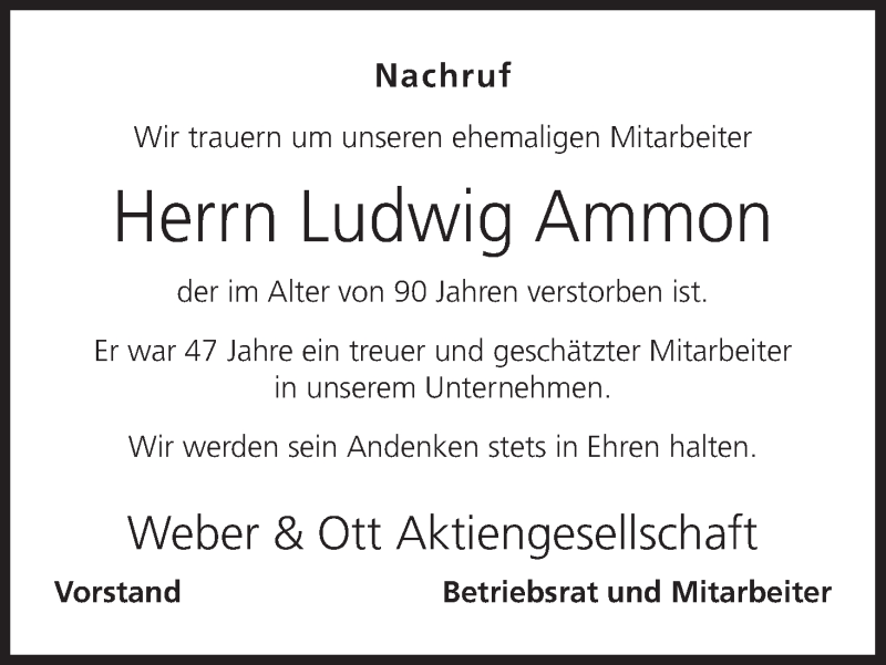  Traueranzeige für Ludwig Ammon vom 22.02.2018 aus MGO