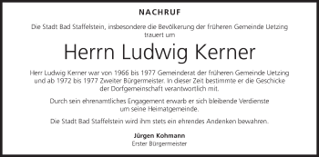 Anzeige von Ludwig Kerner von MGO