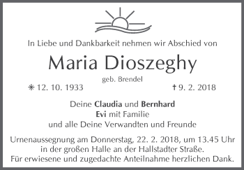 Anzeige von Maria Dioszeghy von MGO
