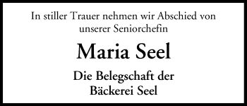Anzeige von Maria Seel von MGO