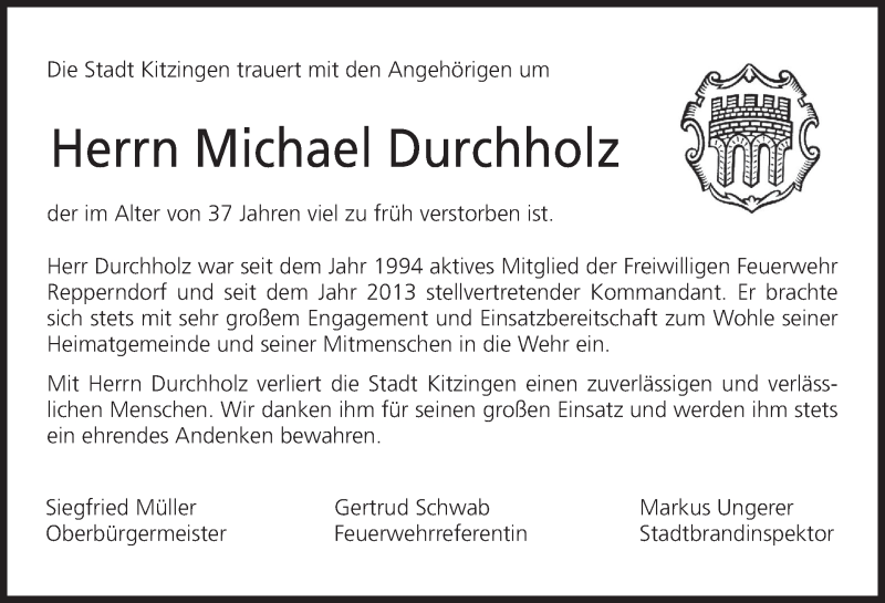  Traueranzeige für Michael Durchholz vom 03.02.2018 aus MGO