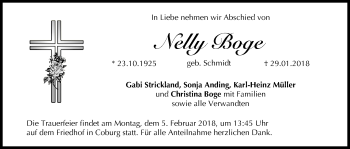 Anzeige von Nelly Boge von MGO