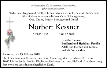 Anzeige von Norbert Kessner von MGO