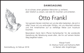 Anzeige von Otto Frankl von MGO