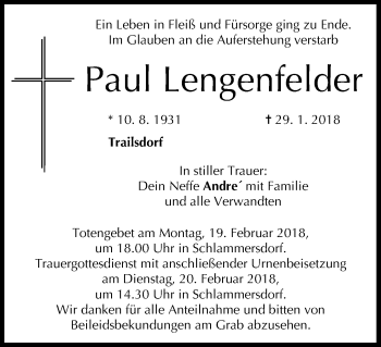 Anzeige von Paul Lengenfelder von MGO