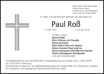 Anzeige von Paul Roß von MGO