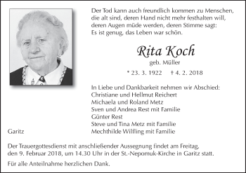 Anzeige von Rita Koch von MGO