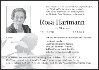 Anzeige von Rosa Hartmann von MGO