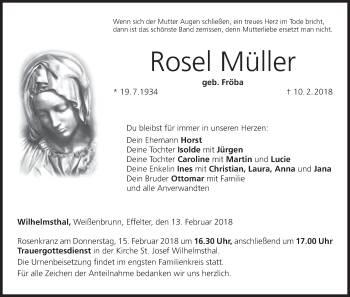 Anzeige von Rosel Müller von MGO