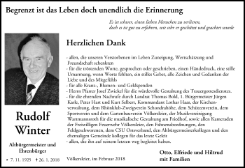 Anzeige von Rudolf Winter von MGO