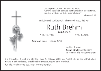 Anzeige von Ruth Brehm von MGO