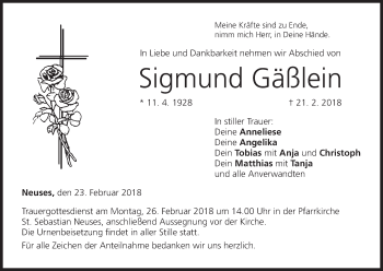 Anzeige von Sigmund Gäßlein von MGO