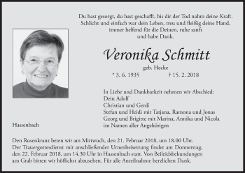 Anzeige von Veronika Schmitt von MGO