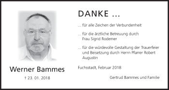 Anzeige von Werner Bammes von MGO