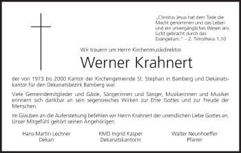 Anzeige von Werner Krahnert von MGO