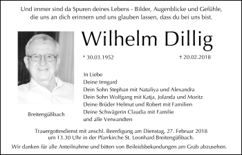 Anzeige von Wilhelm Dillig von MGO