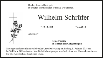 Anzeige von Wilhelm Schrüfer von MGO