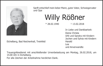 Anzeige von Willy Rößner von MGO