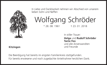 Anzeige von Wolfgang Schröder von MGO