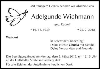 Anzeige von Adelgunde Wichmann von MGO