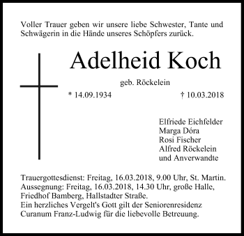 Anzeige von Adelheid Koch von MGO