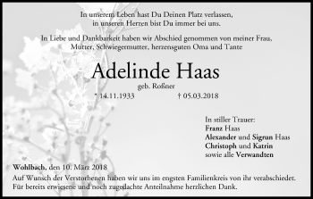 Anzeige von Adelinde Haas von MGO