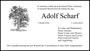 Anzeige von Adolf Scharf von MGO