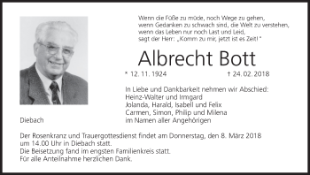 Anzeige von Albrecht Bott von MGO