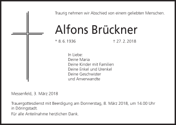 Anzeige von Alfons Brückner von MGO