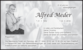 Anzeige von Alfred Meder von MGO