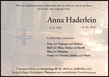 Anzeige von Anna Haderlein von MGO