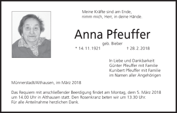 Anzeige von Anna Pfeuffer von MGO